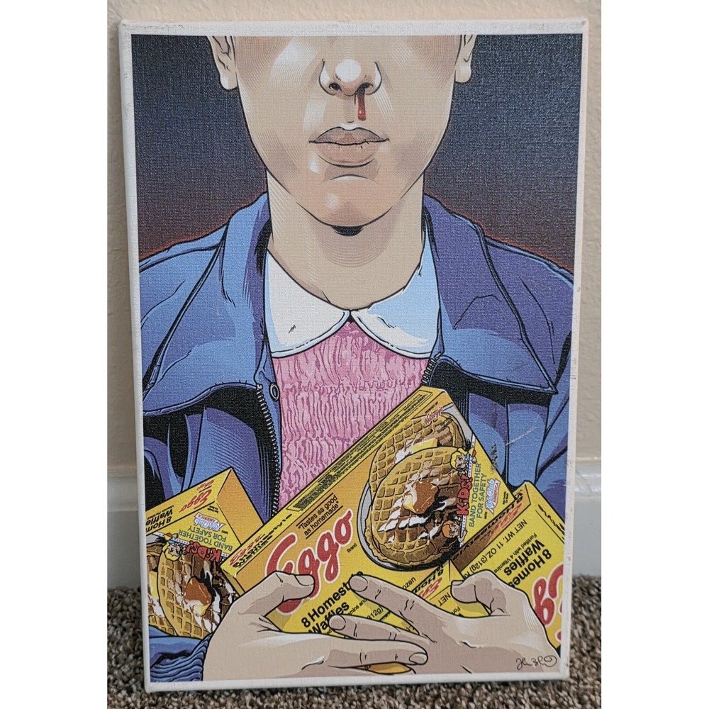 Stranger Things 11 Eleven Eggo Waffles Canvas Print Art 12x8 Joshua Budich